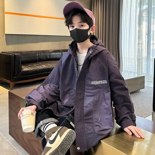 木木屋 连帽舒适亲肤拉链长袖夹克外套青少年