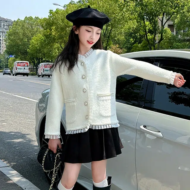 木木屋 简约小香风单排扣舒适长袖夹克外套青少年