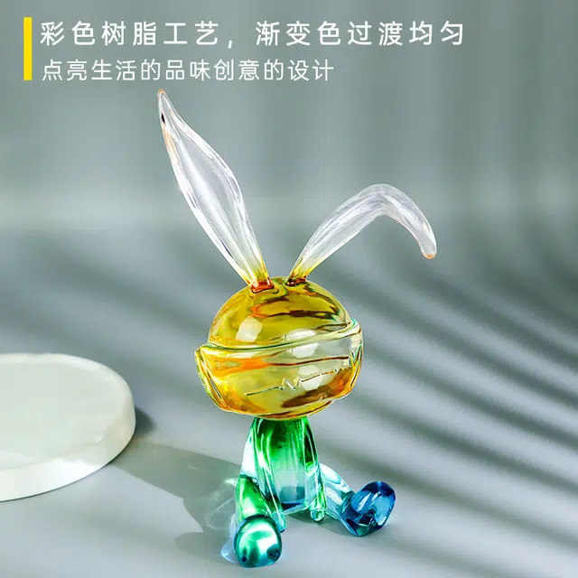 兴启璇 卡通潮玩透明树脂摆件炫彩公仔家居玩偶 比例手办