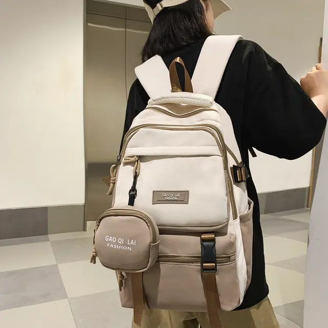 蔻蒂熊 书包初中生男大容量潮流减负多层旅行女小学生背包 涤纶 双肩包 常规 青少年 灰色/黑色/卡其色/绿色