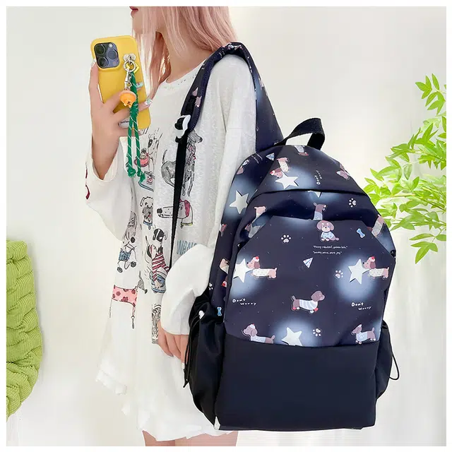 蔻蒂熊 可爱小清新休闲包女大容量初中高中生书包儿童轻便背包高颜值百搭 涤纶 双肩包 常规 青少年 黑色/紫色/黄色/绿色/粉色/蓝色