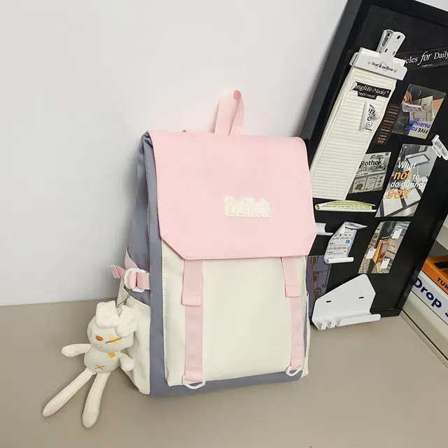 蔻蒂熊 书包初中女生大学生高中大容量高颜值旅行电脑背包轻便休闲 涤纶 双肩包 常规 青少年 白色/粉色/黄色/咖啡色/红色