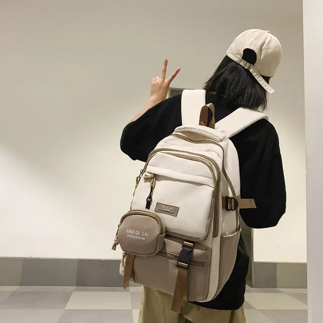蔻蒂熊 书包初中生男大容量潮流减负多层旅行女小学生背包 涤纶 双肩包 常规 青少年 灰色/黑色/卡其色/绿色