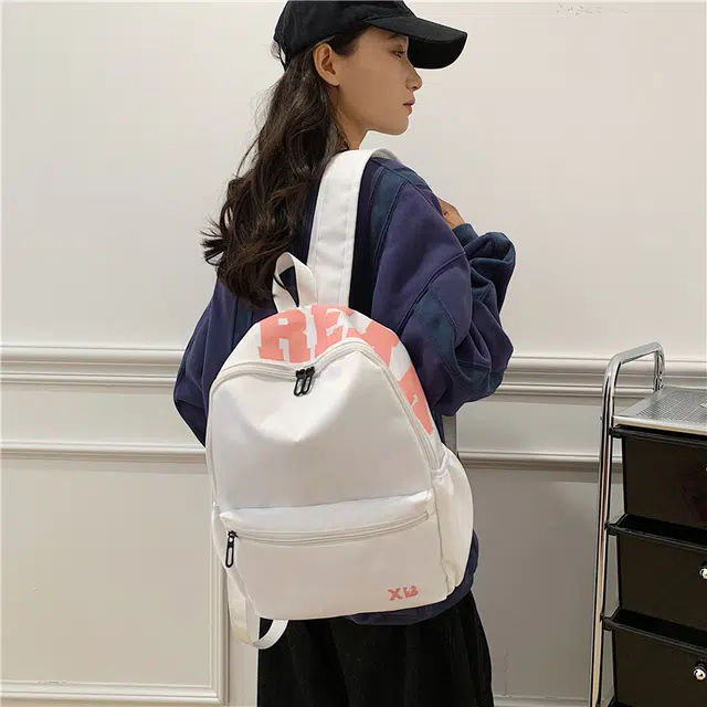 蔻蒂熊 潮流时尚包包小众简约少女书包高颜值女生旅行包高中大学生背包 尼龙布 双肩包 常规 青少年 白色/黄色/蓝色