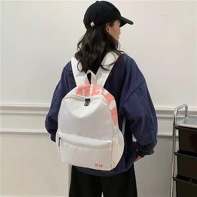 蔻蒂熊 潮流时尚包包小众简约少女书包高颜值女生旅行包高中大学生背包 尼龙布 双肩包 常规 青少年 白色/黄色/蓝色