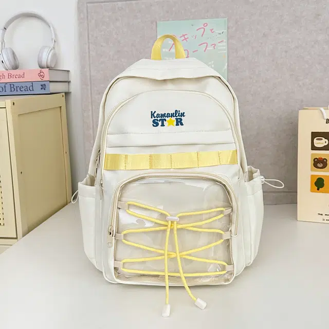 蔻蒂熊 甜美少女书包学院风高中初中生大容量中学生宝藏背包女高颜值小清新 涤纶 双肩包 常规 青少年 白色/黑色/黄色/蓝色