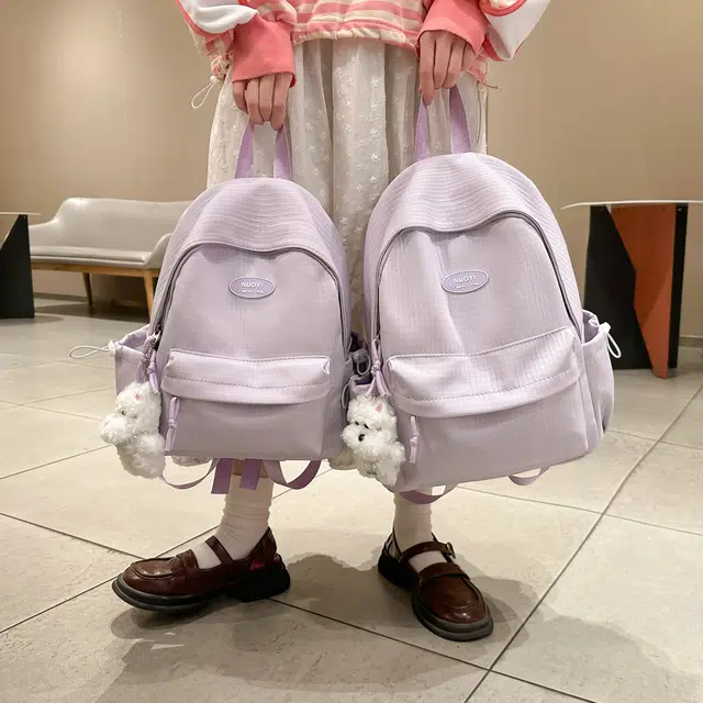 蔻蒂熊 轻便休闲背包简约高颜值逛街出游小书包女生大容量高中生轻盈可爱 涤纶 双肩包 常规 青少年 白色/绿色/黑色/蓝色/粉色/紫色