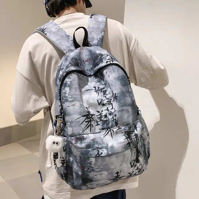 蔻蒂熊 国风书包初中百搭高颜值大容量高中生男女大学生轻便休闲新中式背包 涤纶 双肩包 常规 黑色/蓝色/卡其色/白色/灰色