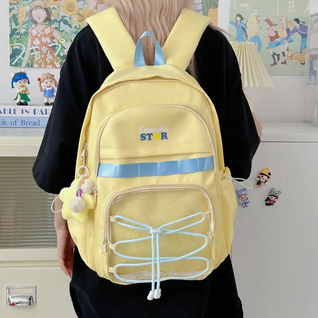蔻蒂熊 甜美少女书包学院风高中初中生大容量中学生宝藏背包女高颜值小清新 涤纶 双肩包 常规 青少年 白色/黑色/黄色/蓝色