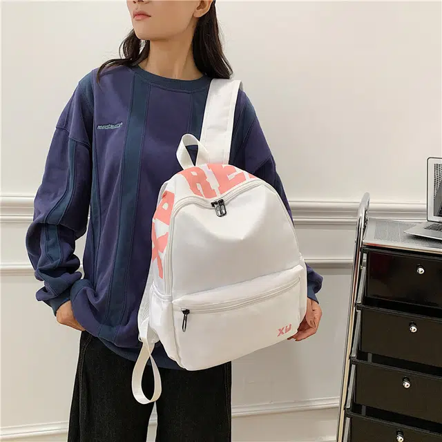 蔻蒂熊 潮流时尚包包小众简约少女书包高颜值女生旅行包高中大学生背包 尼龙布 双肩包 常规 青少年 白色/黄色/蓝色