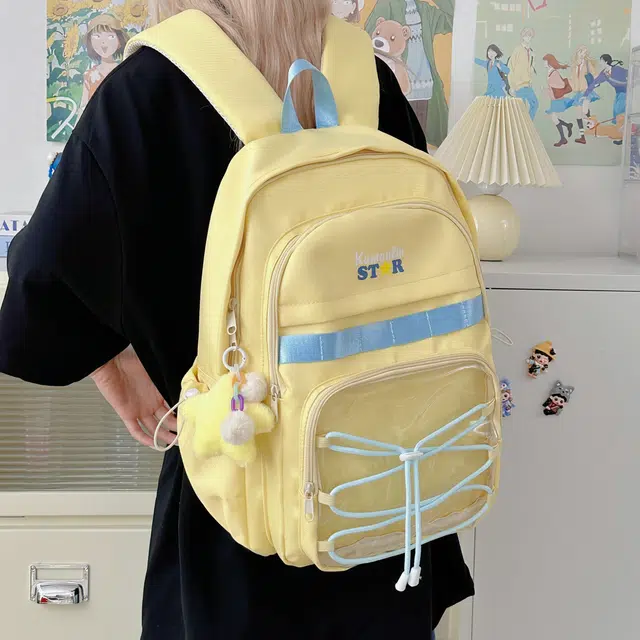 蔻蒂熊 甜美少女书包学院风高中初中生大容量中学生宝藏背包女高颜值小清新 涤纶 双肩包 常规 青少年 白色/黑色/黄色/蓝色