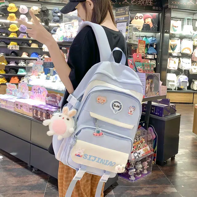蔻蒂熊 书包初中女生大容量中学生少女简约小学生三到六年级背包高颜值 涤纶 双肩包 常规