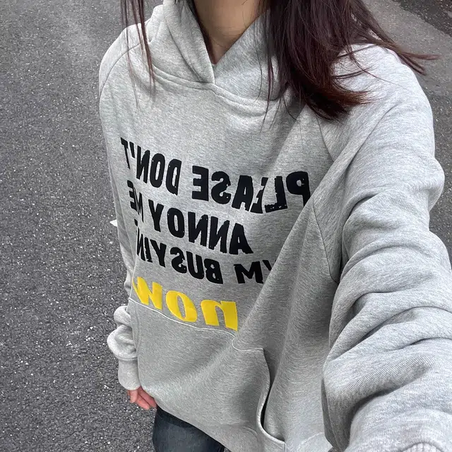 莫代尔 休闲韩版时尚潮流字母印花舒适亲肤连帽长袖打底衣 男女同款 花灰