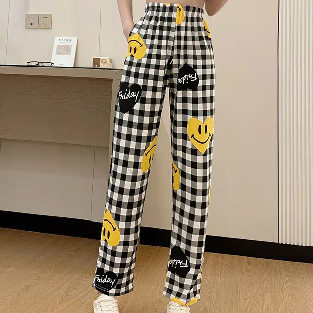 莫代尔 时尚格子印花舒适亲肤长裤睡裤 女款 花色
