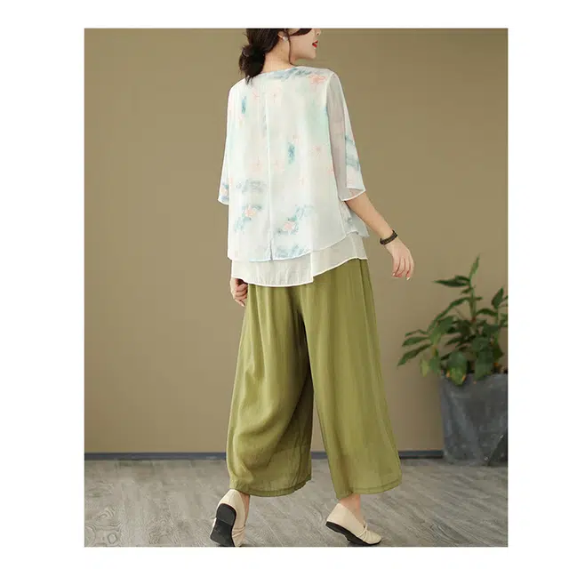 丝絮丝绸 新中式文艺复古典雅端庄大气设计短袖衬衫 女款