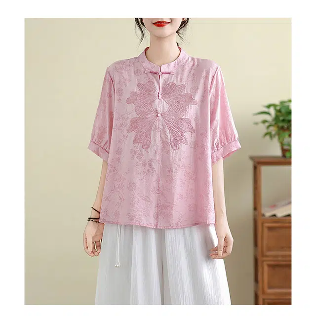 丝絮丝绸  新中式夏季薄款文艺复古休闲舒适 上衣 女款