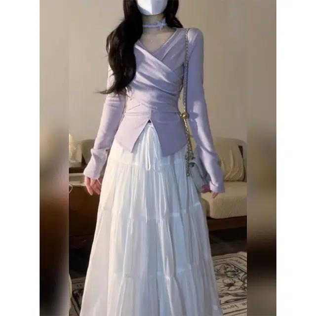 丝絮丝绸 秋季法式温柔穿搭气质长袖长裙裙装套装 女款