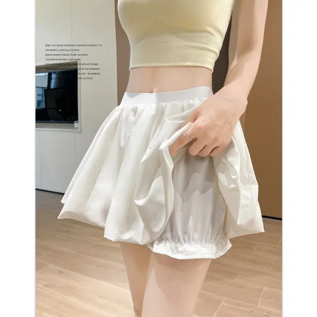丝絮丝绸 松紧腰高腰蓬蓬裙时尚休闲短裙 女款