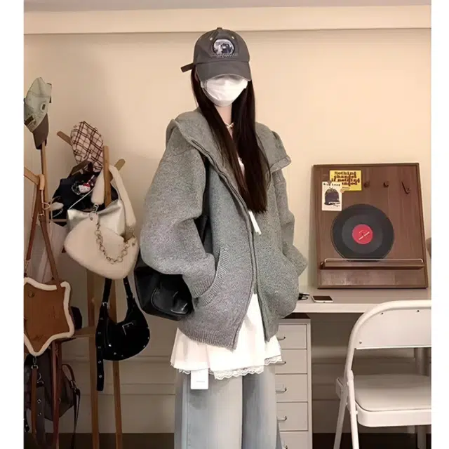 丝絮丝绸 韩系早秋季复古慵懒高级感开衫外套针织衫 男女同款