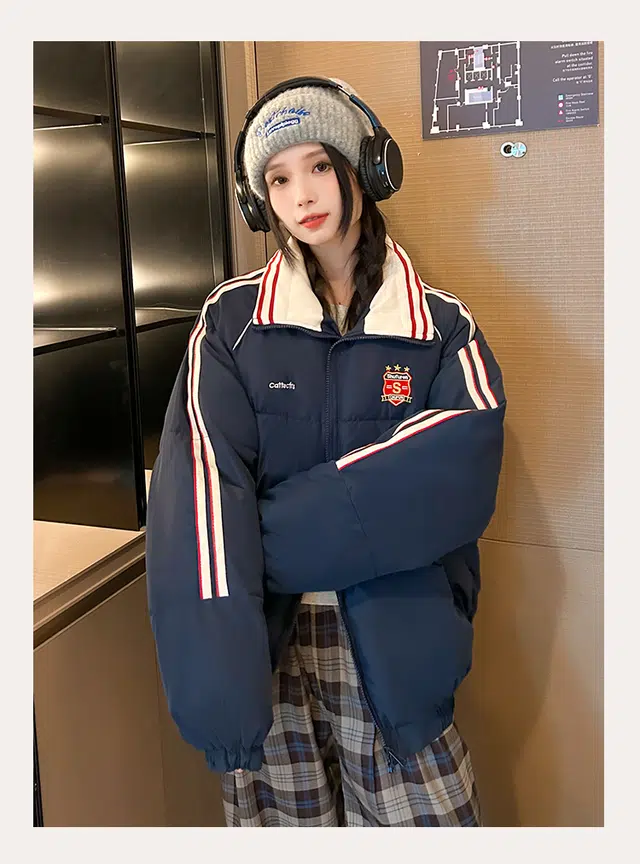 丝絮丝绸 冬季韩版百搭宽松加厚面包服小个子外套棉服 女款