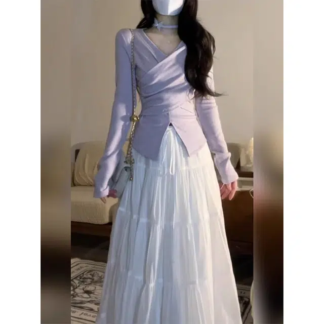 丝絮丝绸 秋季法式温柔穿搭气质长袖长裙裙装套装 女款