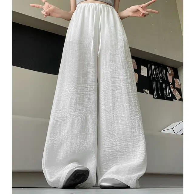丝絮丝绸 日系阔腿裤高腰垂感宽松显瘦直筒拖地长裤休闲裤 女款