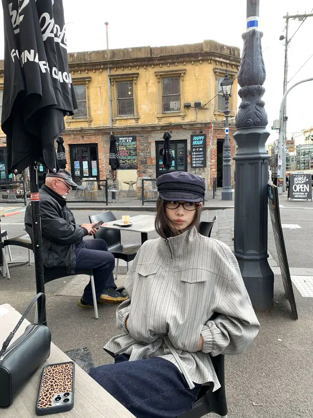 丝絮丝绸 时尚高级感英伦风复古条纹立领风衣 截短外套 男女同款
