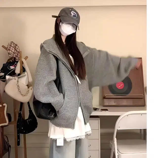 丝絮丝绸 韩系早秋季复古慵懒高级感开衫外套针织衫 男女同款