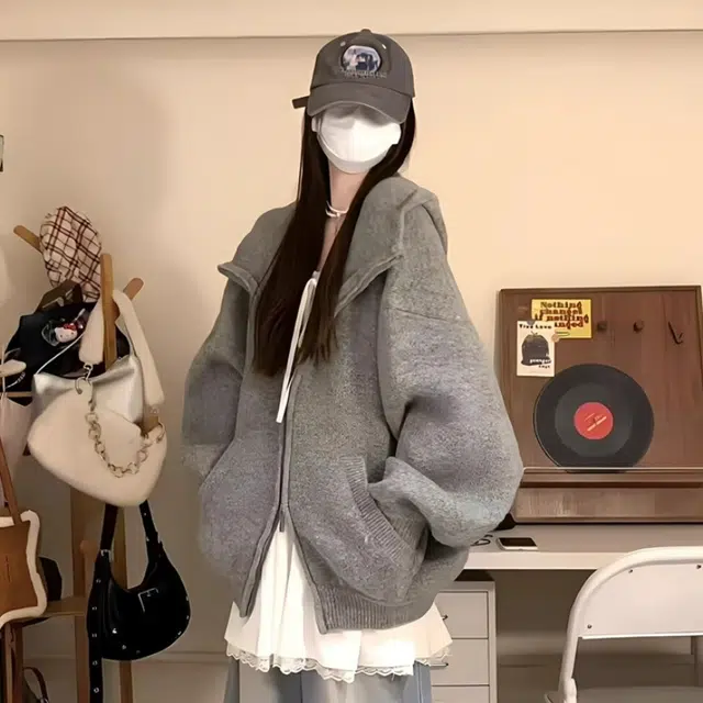 丝絮丝绸 韩系早秋季复古慵懒高级感开衫外套针织衫 男女同款