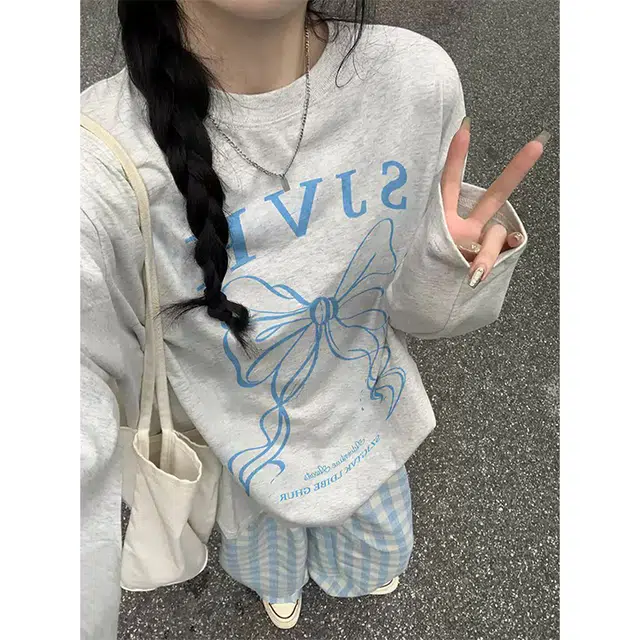 丝絮丝绸 秋装学院慵懒风时尚宽松上衣卫衣 女款