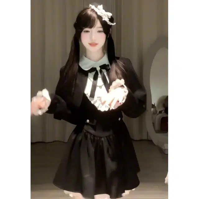 丝絮丝绸 法式设计感千金风斗篷披肩甜美气质收腰蓬蓬裙长袖连衣裙 女款