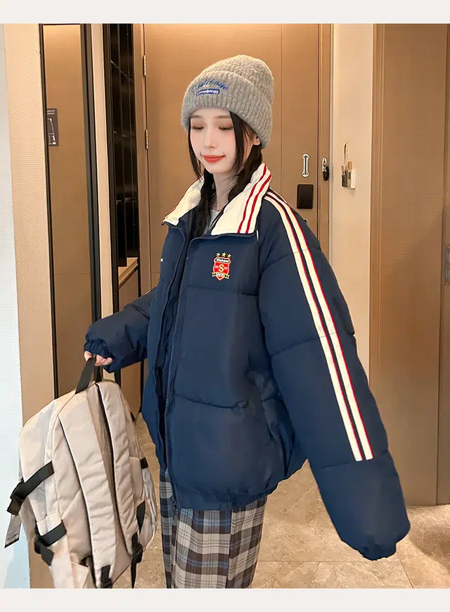 丝絮丝绸 冬季韩版百搭宽松加厚面包服小个子外套棉服 女款