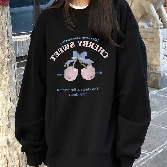 丝絮丝绸 美式复古潮流可爱舒适百搭圆领上衣 卫衣 男女同款