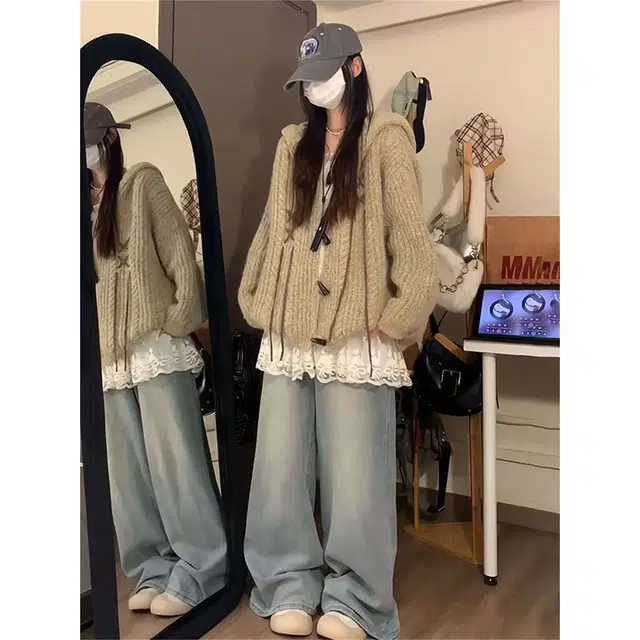 丝絮丝绸 秋冬季慵懒风宽松显瘦设计感外套针织衫 男女同款