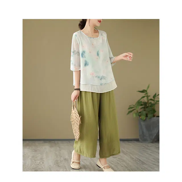 丝絮丝绸 新中式文艺复古典雅端庄大气设计短袖衬衫 女款