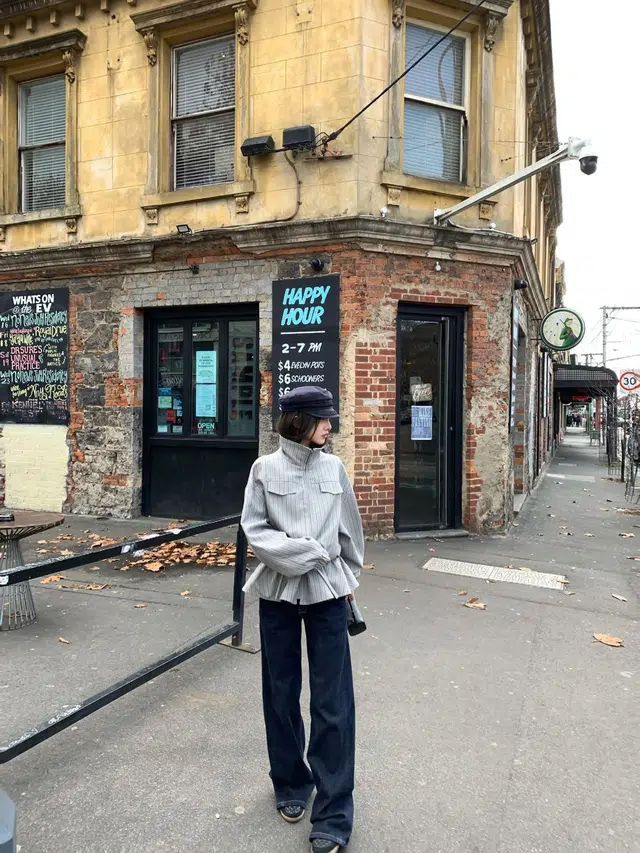 丝絮丝绸 时尚高级感英伦风复古条纹立领风衣 截短外套 男女同款