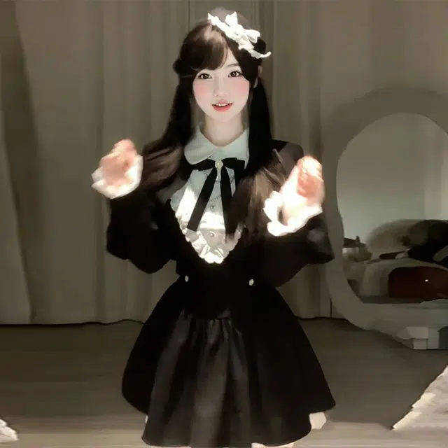 丝絮丝绸 法式设计感千金风斗篷披肩甜美气质收腰蓬蓬裙长袖连衣裙 女款