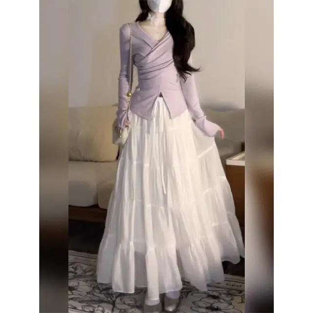 丝絮丝绸 秋季法式温柔穿搭气质长袖长裙裙装套装 女款