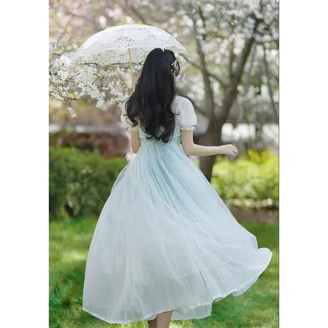 丝絮丝绸 国风汉元素复古风新中式小开衫渐变吊带连衣裙两件套裙装套装 女款