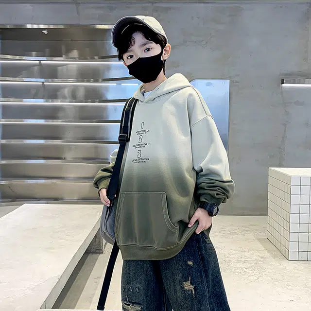 雅鹿卫衣 连帽拼色字母休闲 儿童款