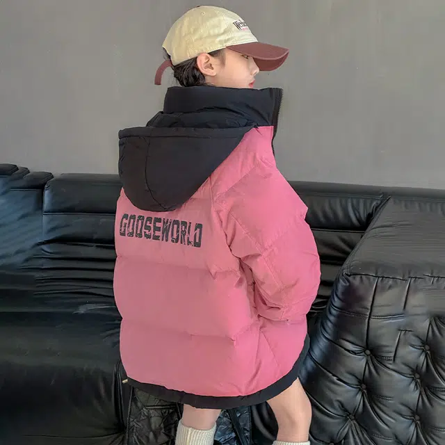 雅鹿棉衣 连帽拉链亲肤百搭 粉色 儿童款
