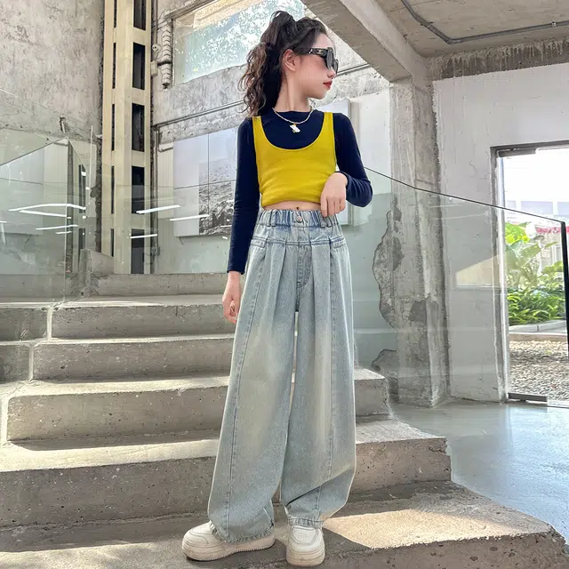 俞兆林牛仔裤 美式复古高街水洗宽松做旧高级感时尚潮流微弹显高显瘦修身垂感休闲 青少年