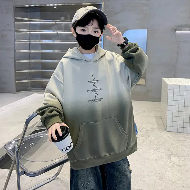雅鹿卫衣 连帽拼色字母休闲 儿童款