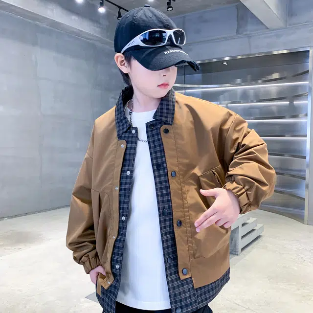 俞兆林夹克 假两件格子拼接简约百搭户外运动小众潮流休闲舒适 青少年