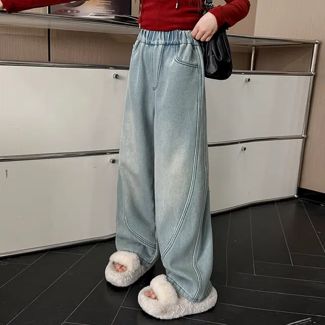 雅鹿牛仔裤 纯色百搭亲肤休闲 儿童款