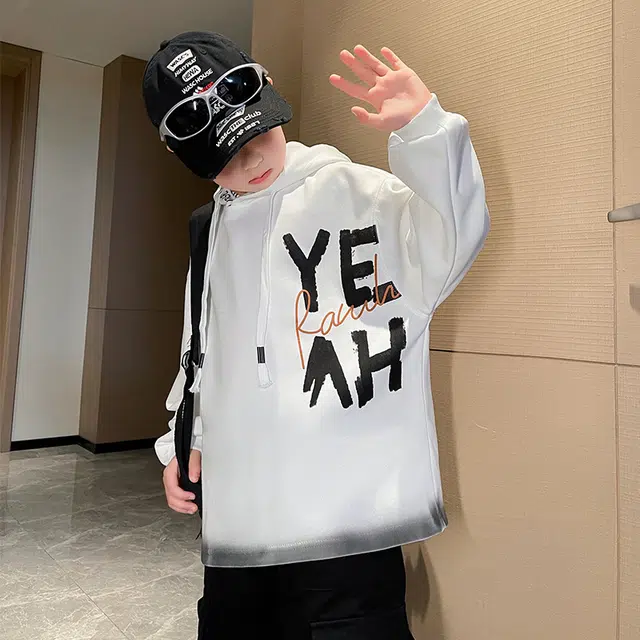 雅鹿卫衣 简约舒适连帽长袖 白色 青少年