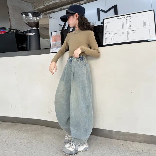 俞兆林牛仔裤 美式复古高街水洗做旧高级感时尚潮流微弹显高显瘦修身弯刀裤垂感休闲 青少年