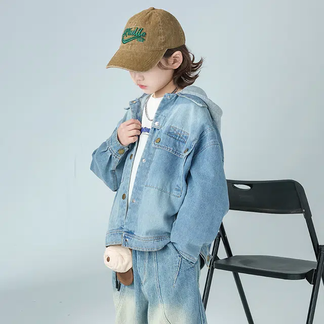 雅鹿夹克外套 洋气连帽舒适长袖 蓝色 儿童款