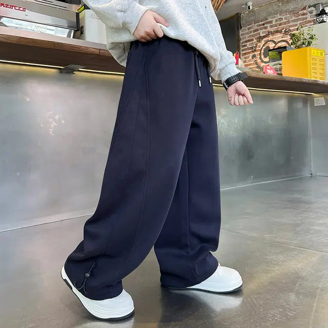 俞兆林 潮范直筒针织舒适透气户外健身跑步适中儿童运动裤 春秋 青少年