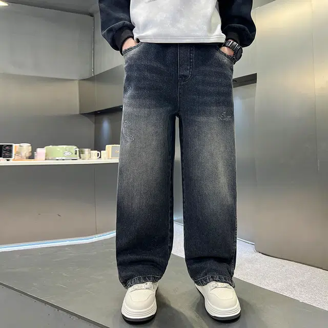 俞兆林牛仔裤 男大童酷帅柔软舒适潮范直筒户外健身跑步亲肤 青少年